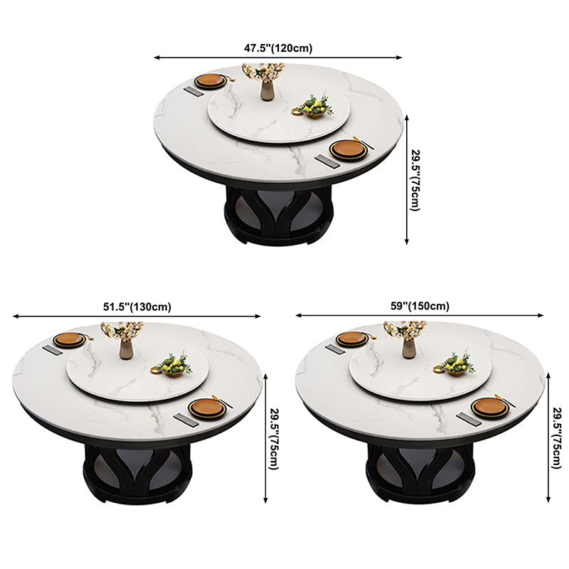Solid Wood Contemporary Round Dining Table Sintered Stone Top Table for Dining Room Clearhalo ' dining_table' 'Dining Tables & Seating' 'Dining Tables' 'furn' 'furn_dining_table' 'Furniture' 'furniture_dining_table' 'Kitchen & Dining Furniture' 'kitchen&dining_furn' 'kitchen' 'kitchen_dining_table' 3704270