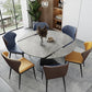 Contemporary Round Dining Table Drop-Leaf Sintered Stone Dining Table with Pedestal Base Clearhalo ' dining_table' 'Dining Tables & Seating' 'Dining Tables' 'furn' 'furn_dining_table' 'Furniture' 'furniture_dining_table' 'Kitchen & Dining Furniture' 'kitchen&dining_furn' 'kitchen' 'kitchen_dining_table' 3704271