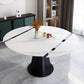 Contemporary Round Dining Table Drop-Leaf Sintered Stone Dining Table with Pedestal Base Clearhalo ' dining_table' 'Dining Tables & Seating' 'Dining Tables' 'furn' 'furn_dining_table' 'Furniture' 'furniture_dining_table' 'Kitchen & Dining Furniture' 'kitchen&dining_furn' 'kitchen' 'kitchen_dining_table' 3704277