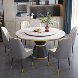 Metal Modern Round Dining Table Sintered Stone Table for Kitchen and Dining Room Clearhalo ' dining_table' 'Dining Tables & Seating' 'Dining Tables' 'furn' 'furn_dining_table' 'Furniture' 'furniture_dining_table' 'Kitchen & Dining Furniture' 'kitchen&dining_furn' 'kitchen' 'kitchen_dining_table' 3704278