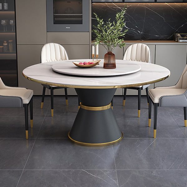 Metal Modern Round Dining Table Sintered Stone Table for Kitchen and Dining Room Clearhalo ' dining_table' 'Dining Tables & Seating' 'Dining Tables' 'furn' 'furn_dining_table' 'Furniture' 'furniture_dining_table' 'Kitchen & Dining Furniture' 'kitchen&dining_furn' 'kitchen' 'kitchen_dining_table' 3704280
