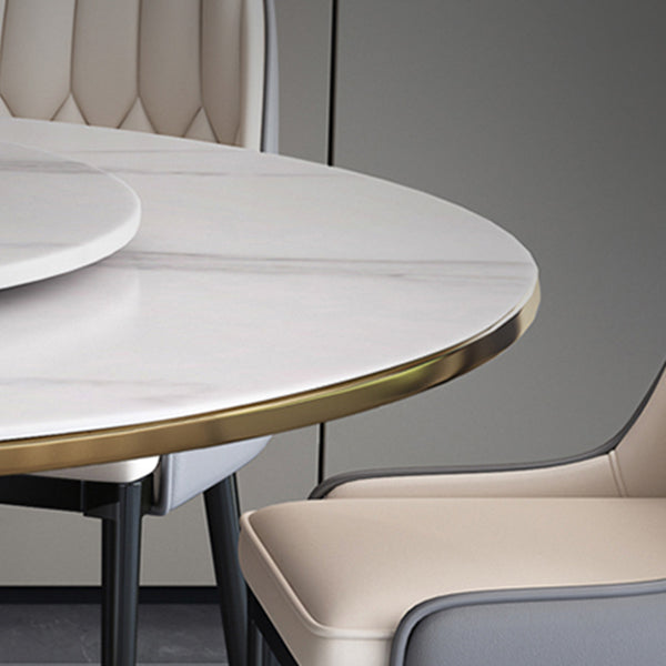 Metal Modern Round Dining Table Sintered Stone Table for Kitchen and Dining Room Clearhalo ' dining_table' 'Dining Tables & Seating' 'Dining Tables' 'furn' 'furn_dining_table' 'Furniture' 'furniture_dining_table' 'Kitchen & Dining Furniture' 'kitchen&dining_furn' 'kitchen' 'kitchen_dining_table' 3704284