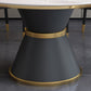 Metal Modern Round Dining Table Sintered Stone Table for Kitchen and Dining Room Clearhalo ' dining_table' 'Dining Tables & Seating' 'Dining Tables' 'furn' 'furn_dining_table' 'Furniture' 'furniture_dining_table' 'Kitchen & Dining Furniture' 'kitchen&dining_furn' 'kitchen' 'kitchen_dining_table' 3704285