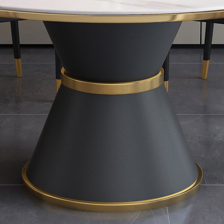 Metal Modern Round Dining Table Sintered Stone Table for Kitchen and Dining Room Clearhalo ' dining_table' 'Dining Tables & Seating' 'Dining Tables' 'furn' 'furn_dining_table' 'Furniture' 'furniture_dining_table' 'Kitchen & Dining Furniture' 'kitchen&dining_furn' 'kitchen' 'kitchen_dining_table' 3704285