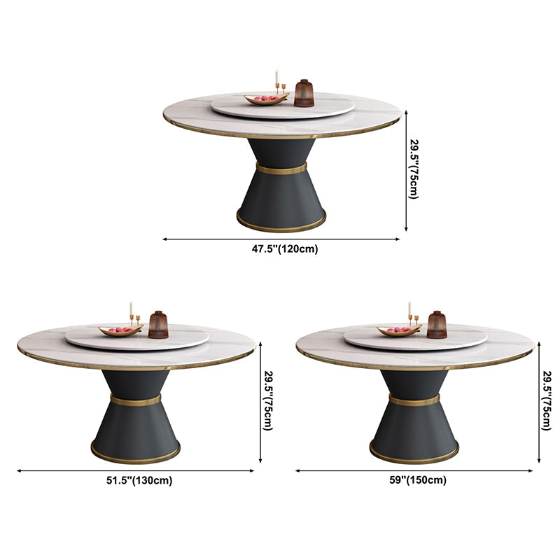 Metal Modern Round Dining Table Sintered Stone Table for Kitchen and Dining Room Clearhalo ' dining_table' 'Dining Tables & Seating' 'Dining Tables' 'furn' 'furn_dining_table' 'Furniture' 'furniture_dining_table' 'Kitchen & Dining Furniture' 'kitchen&dining_furn' 'kitchen' 'kitchen_dining_table' 3704286