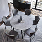 Sintered Stone Extendable Round Dining Table Modern Adjustable Table with Metal 4 Legs Grey Without Chairs Clearhalo ' dining_table' 'Dining Tables & Seating' 'Dining Tables' 'furn' 'furn_dining_table' 'Furniture' 'furniture_dining_table' 'Kitchen & Dining Furniture' 'kitchen&dining_furn' 'kitchen' 'kitchen_dining_table' 3704288