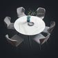 Sintered Stone Extendable Round Dining Table Modern Adjustable Table with Metal 4 Legs Clearhalo ' dining_table' 'Dining Tables & Seating' 'Dining Tables' 'furn' 'furn_dining_table' 'Furniture' 'furniture_dining_table' 'Kitchen & Dining Furniture' 'kitchen&dining_furn' 'kitchen' 'kitchen_dining_table' 3704291