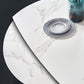 Sintered Stone Extendable Round Dining Table Modern Adjustable Table with Metal 4 Legs Clearhalo ' dining_table' 'Dining Tables & Seating' 'Dining Tables' 'furn' 'furn_dining_table' 'Furniture' 'furniture_dining_table' 'Kitchen & Dining Furniture' 'kitchen&dining_furn' 'kitchen' 'kitchen_dining_table' 3704293