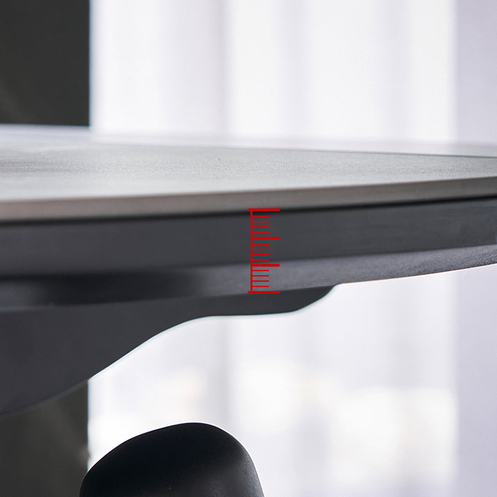 Sintered Stone Extendable Round Dining Table Modern Adjustable Table with Metal 4 Legs Clearhalo ' dining_table' 'Dining Tables & Seating' 'Dining Tables' 'furn' 'furn_dining_table' 'Furniture' 'furniture_dining_table' 'Kitchen & Dining Furniture' 'kitchen&dining_furn' 'kitchen' 'kitchen_dining_table' 3704296