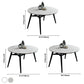 Sintered Stone Extendable Round Dining Table Modern Adjustable Table with Metal 4 Legs Clearhalo ' dining_table' 'Dining Tables & Seating' 'Dining Tables' 'furn' 'furn_dining_table' 'Furniture' 'furniture_dining_table' 'Kitchen & Dining Furniture' 'kitchen&dining_furn' 'kitchen' 'kitchen_dining_table' 3704297