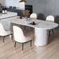Contemporary Home Sintered Stone Dining Table Freeform Shape Table with Double Pedestal Base Clearhalo ' dining_table' 'Dining Tables & Seating' 'Dining Tables' 'furn' 'furn_dining_table' 'Furniture' 'furniture_dining_table' 'Kitchen & Dining Furniture' 'kitchen&dining_furn' 'kitchen' 'kitchen_dining_table' 3704300