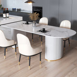 Contemporary Home Sintered Stone Dining Table Freeform Shape Table with Double Pedestal Base Clearhalo ' dining_table' 'Dining Tables & Seating' 'Dining Tables' 'furn' 'furn_dining_table' 'Furniture' 'furniture_dining_table' 'Kitchen & Dining Furniture' 'kitchen&dining_furn' 'kitchen' 'kitchen_dining_table' 3704300