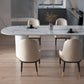Contemporary Home Sintered Stone Dining Table Freeform Shape Table with Double Pedestal Base Clearhalo ' dining_table' 'Dining Tables & Seating' 'Dining Tables' 'furn' 'furn_dining_table' 'Furniture' 'furniture_dining_table' 'Kitchen & Dining Furniture' 'kitchen&dining_furn' 'kitchen' 'kitchen_dining_table' 3704310