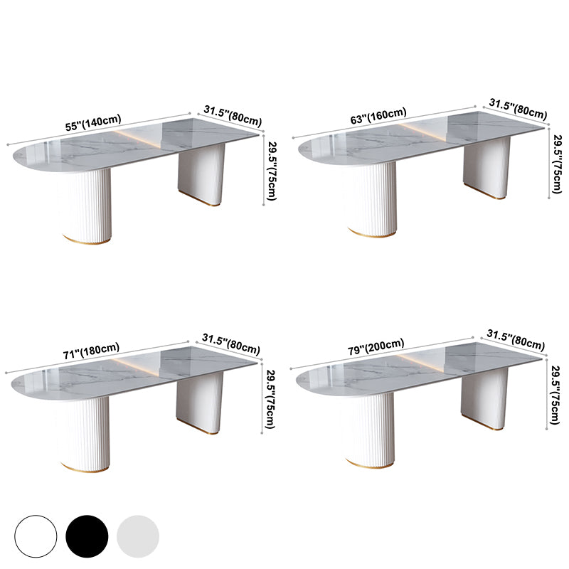 Contemporary Home Sintered Stone Dining Table Freeform Shape Table with Double Pedestal Base Clearhalo ' dining_table' 'Dining Tables & Seating' 'Dining Tables' 'furn' 'furn_dining_table' 'Furniture' 'furniture_dining_table' 'Kitchen & Dining Furniture' 'kitchen&dining_furn' 'kitchen' 'kitchen_dining_table' 3704311