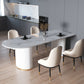 Contemporary Home Sintered Stone Dining Table Freeform Shape Table with Double Pedestal Base Clearhalo ' dining_table' 'Dining Tables & Seating' 'Dining Tables' 'furn' 'furn_dining_table' 'Furniture' 'furniture_dining_table' 'Kitchen & Dining Furniture' 'kitchen&dining_furn' 'kitchen' 'kitchen_dining_table' 3704313