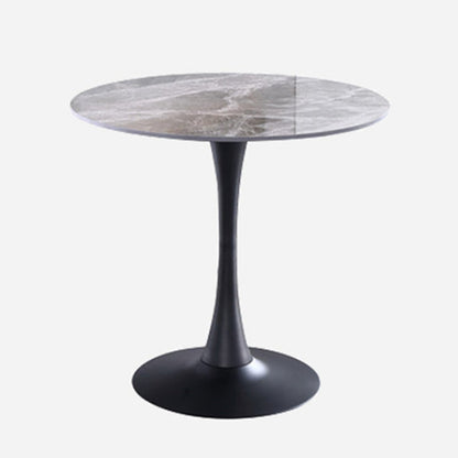 Contemporary Round Dining Table Sintered Stone Dining Table with Tulip Base for Home Kitchen Dinner Gray Black Clearhalo ' dining_table' 'Dining Tables & Seating' 'Dining Tables' 'furn' 'furn_dining_table' 'Furniture' 'furniture_dining_table' 'Kitchen & Dining Furniture' 'kitchen&dining_furn' 'kitchen' 'kitchen_dining_table' 3704315