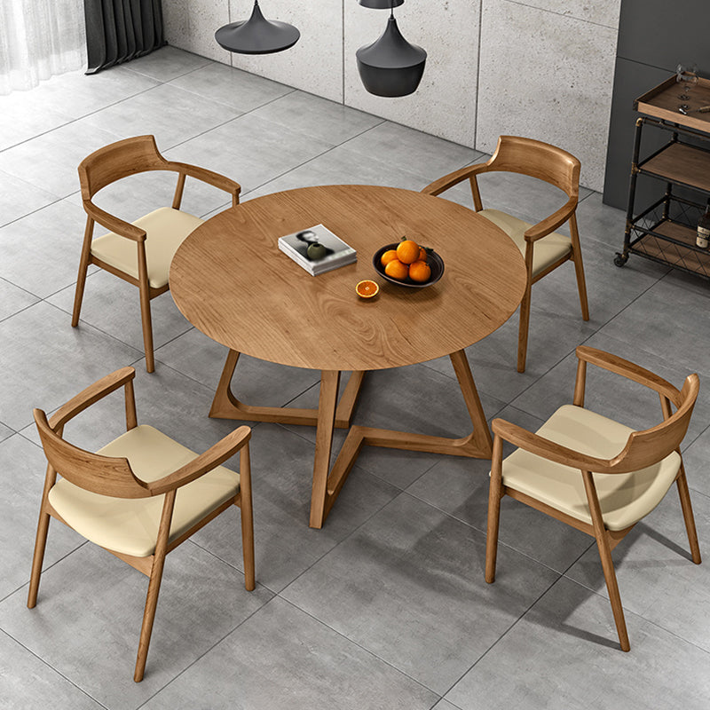 Round Pedestal Dining Site Table Contemporary Furniture with Pine Solid Wood Clearhalo ' dining_table' 'Dining Tables & Seating' 'Dining Tables' 'furn' 'furn_dining_table' 'Furniture' 'furniture_dining_table' 'Kitchen & Dining Furniture' 'kitchen&dining_furn' 'kitchen' 'kitchen_dining_table' 3704339