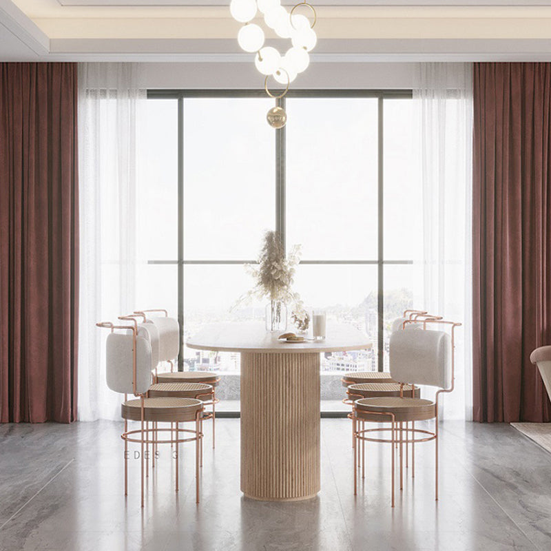 Round Wood Color Dining Table Pine Solid Wood Table Modern with Double Pedestal Clearhalo ' dining_table' 'Dining Tables & Seating' 'Dining Tables' 'furn' 'furn_dining_table' 'Furniture' 'furniture_dining_table' 'Kitchen & Dining Furniture' 'kitchen&dining_furn' 'kitchen' 'kitchen_dining_table' 3704352