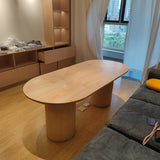 Round Wood Color Dining Table Pine Solid Wood Table Modern with Double Pedestal Clearhalo ' dining_table' 'Dining Tables & Seating' 'Dining Tables' 'furn' 'furn_dining_table' 'Furniture' 'furniture_dining_table' 'Kitchen & Dining Furniture' 'kitchen&dining_furn' 'kitchen' 'kitchen_dining_table' 3704353