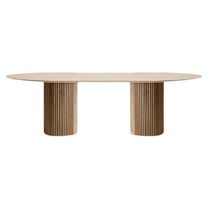 Round Wood Color Dining Table Pine Solid Wood Table Modern with Double Pedestal Without Chairs Clearhalo ' dining_table' 'Dining Tables & Seating' 'Dining Tables' 'furn' 'furn_dining_table' 'Furniture' 'furniture_dining_table' 'Kitchen & Dining Furniture' 'kitchen&dining_furn' 'kitchen' 'kitchen_dining_table' 3704354