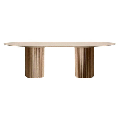 Round Wood Color Dining Table Pine Solid Wood Table Modern with Double Pedestal Without Chairs Clearhalo ' dining_table' 'Dining Tables & Seating' 'Dining Tables' 'furn' 'furn_dining_table' 'Furniture' 'furniture_dining_table' 'Kitchen & Dining Furniture' 'kitchen&dining_furn' 'kitchen' 'kitchen_dining_table' 3704354