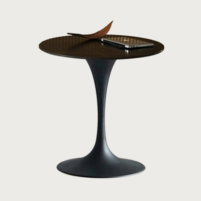 Contemporary Round Shape Sintered Stone Dining Table Kitchen Dining Table with Tulip Base Black Without Chairs Clearhalo ' dining_table' 'Dining Tables & Seating' 'Dining Tables' 'furn' 'furn_dining_table' 'Furniture' 'furniture_dining_table' 'Kitchen & Dining Furniture' 'kitchen&dining_furn' 'kitchen' 'kitchen_dining_table' 3704370