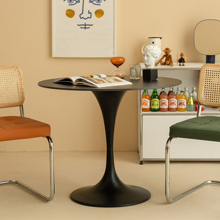 Contemporary Round Shape Sintered Stone Dining Table Kitchen Dining Table with Tulip Base Clearhalo ' dining_table' 'Dining Tables & Seating' 'Dining Tables' 'furn' 'furn_dining_table' 'Furniture' 'furniture_dining_table' 'Kitchen & Dining Furniture' 'kitchen&dining_furn' 'kitchen' 'kitchen_dining_table' 3704375
