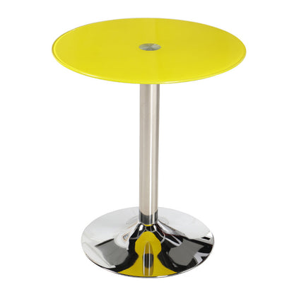 Modern Style Glass Kitchen Dining Room Table Round Table with Tulip Base Yellow Without Chairs Clearhalo ' dining_table' 'Dining Tables & Seating' 'Dining Tables' 'furn' 'furn_dining_table' 'Furniture' 'furniture_dining_table' 'Kitchen & Dining Furniture' 'kitchen&dining_furn' 'kitchen' 'kitchen_dining_table' 3704398