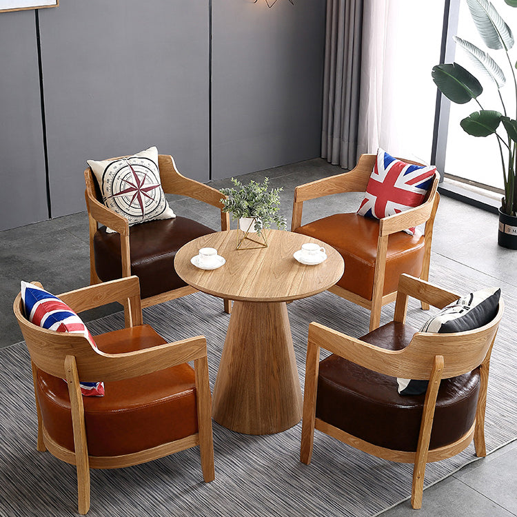 Solid Wood Brown Tone Dining Table Contemporary Pedestal Table for Dining Room Clearhalo ' dining_table' 'Dining Tables & Seating' 'Dining Tables' 'furn' 'furn_dining_table' 'Furniture' 'furniture_dining_table' 'Kitchen & Dining Furniture' 'kitchen&dining_furn' 'kitchen' 'kitchen_dining_table' 3704405