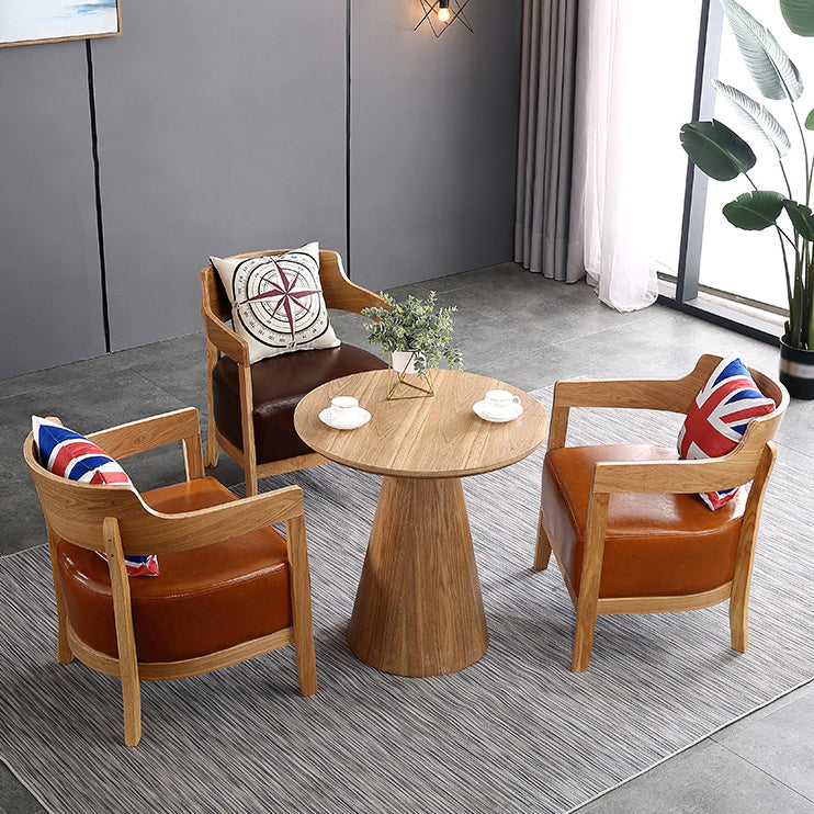Solid Wood Brown Tone Dining Table Contemporary Pedestal Table for Dining Room Clearhalo ' dining_table' 'Dining Tables & Seating' 'Dining Tables' 'furn' 'furn_dining_table' 'Furniture' 'furniture_dining_table' 'Kitchen & Dining Furniture' 'kitchen&dining_furn' 'kitchen' 'kitchen_dining_table' 3704408