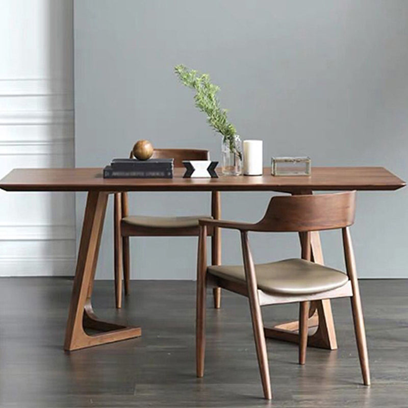 Contemporary Rectangle Dining Table Pine Solid Wood Table with Double Pedestal for Dining Room Clearhalo ' dining_table' 'Dining Tables & Seating' 'Dining Tables' 'furn' 'furn_dining_table' 'Furniture' 'furniture_dining_table' 'Kitchen & Dining Furniture' 'kitchen&dining_furn' 'kitchen' 'kitchen_dining_table' 3704428