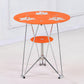 Modern Style Glass Kitchen Dining Room Table Round Table with Metal Base Orange Without Chairs Clearhalo ' dining_table' 'Dining Tables & Seating' 'Dining Tables' 'furn' 'furn_dining_table' 'Furniture' 'furniture_dining_table' 'Kitchen & Dining Furniture' 'kitchen&dining_furn' 'kitchen' 'kitchen_dining_table' 3704436