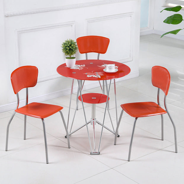 Modern Style Glass Kitchen Dining Room Table Round Table with Metal Base Clearhalo ' dining_table' 'Dining Tables & Seating' 'Dining Tables' 'furn' 'furn_dining_table' 'Furniture' 'furniture_dining_table' 'Kitchen & Dining Furniture' 'kitchen&dining_furn' 'kitchen' 'kitchen_dining_table' 3704439