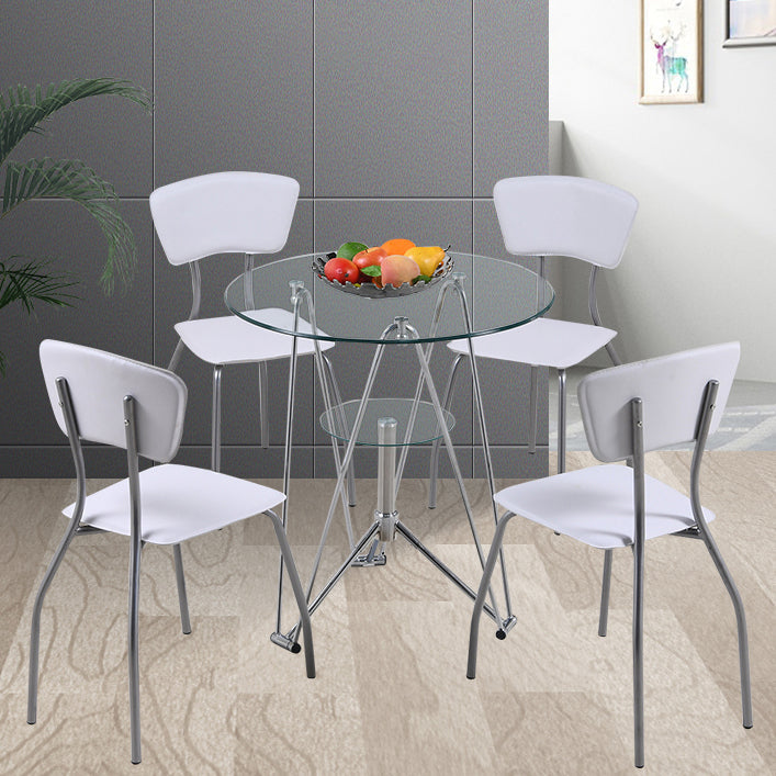 Modern Style Glass Kitchen Dining Room Table Round Table with Metal Base Clearhalo ' dining_table' 'Dining Tables & Seating' 'Dining Tables' 'furn' 'furn_dining_table' 'Furniture' 'furniture_dining_table' 'Kitchen & Dining Furniture' 'kitchen&dining_furn' 'kitchen' 'kitchen_dining_table' 3704440