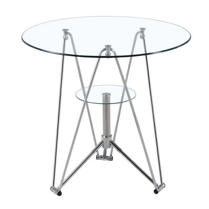 Modern Style Glass Kitchen Dining Room Table Round Table with Metal Base Clear Without Chairs Clearhalo ' dining_table' 'Dining Tables & Seating' 'Dining Tables' 'furn' 'furn_dining_table' 'Furniture' 'furniture_dining_table' 'Kitchen & Dining Furniture' 'kitchen&dining_furn' 'kitchen' 'kitchen_dining_table' 3704441