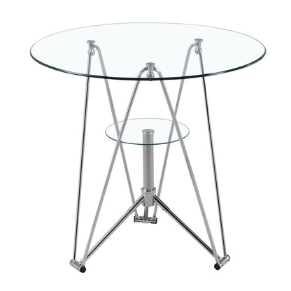 Modern Style Glass Kitchen Dining Room Table Round Table with Metal Base Clear Without Chairs Clearhalo ' dining_table' 'Dining Tables & Seating' 'Dining Tables' 'furn' 'furn_dining_table' 'Furniture' 'furniture_dining_table' 'Kitchen & Dining Furniture' 'kitchen&dining_furn' 'kitchen' 'kitchen_dining_table' 3704441