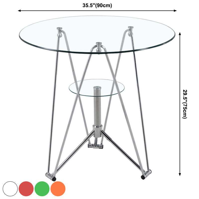 Modern Style Glass Kitchen Dining Room Table Round Table with Metal Base Clearhalo ' dining_table' 'Dining Tables & Seating' 'Dining Tables' 'furn' 'furn_dining_table' 'Furniture' 'furniture_dining_table' 'Kitchen & Dining Furniture' 'kitchen&dining_furn' 'kitchen' 'kitchen_dining_table' 3704445