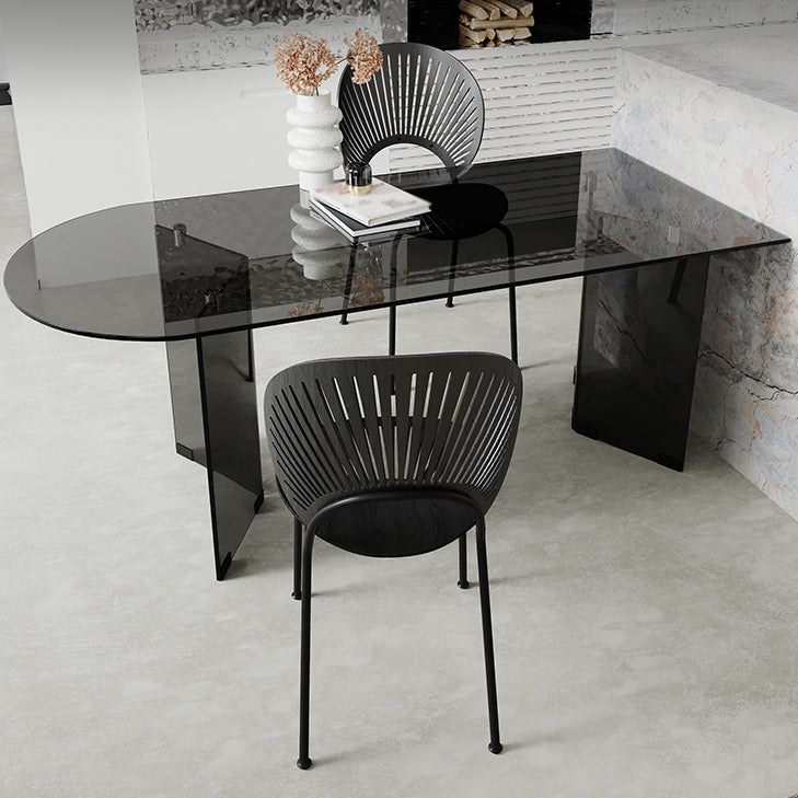 Glass Contemporary Free Form Dining Table Clear Glass Table for Dining Room Clearhalo ' dining_table' 'Dining Tables & Seating' 'Dining Tables' 'furn' 'furn_dining_table' 'Furniture' 'furniture_dining_table' 'Kitchen & Dining Furniture' 'kitchen&dining_furn' 'kitchen' 'kitchen_dining_table' 3704447