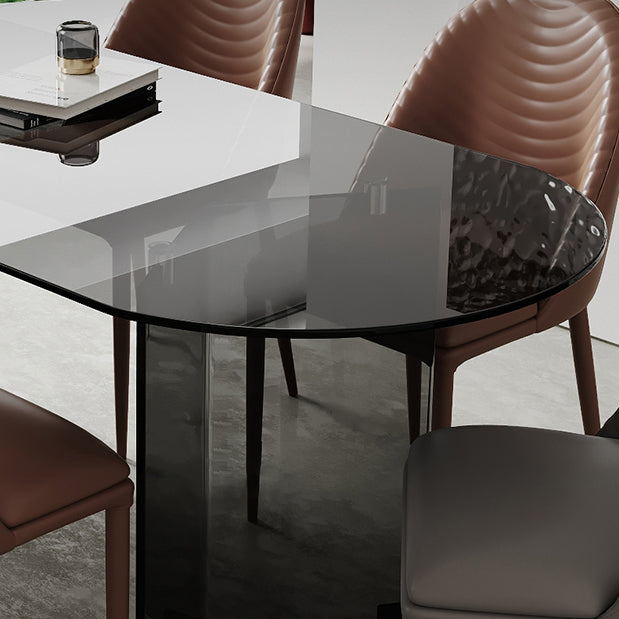 Glass Contemporary Free Form Dining Table Clear Glass Table for Dining Room Clearhalo ' dining_table' 'Dining Tables & Seating' 'Dining Tables' 'furn' 'furn_dining_table' 'Furniture' 'furniture_dining_table' 'Kitchen & Dining Furniture' 'kitchen&dining_furn' 'kitchen' 'kitchen_dining_table' 3704449