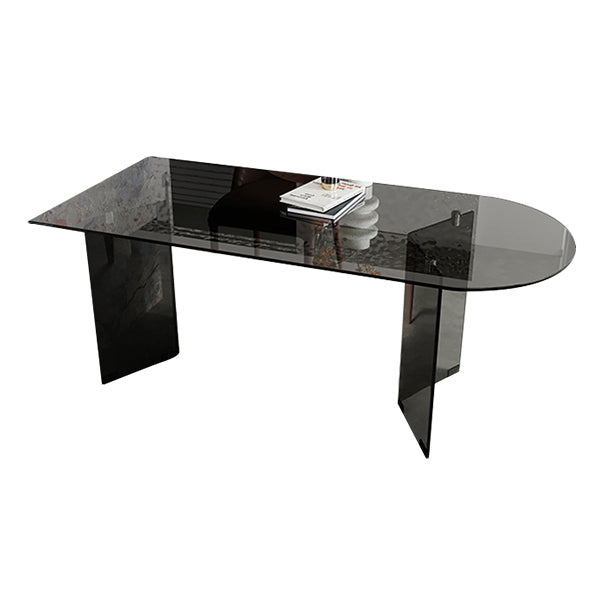 Glass Contemporary Free Form Dining Table Clear Glass Table for Dining Room Clearhalo ' dining_table' 'Dining Tables & Seating' 'Dining Tables' 'furn' 'furn_dining_table' 'Furniture' 'furniture_dining_table' 'Kitchen & Dining Furniture' 'kitchen&dining_furn' 'kitchen' 'kitchen_dining_table' 3704450
