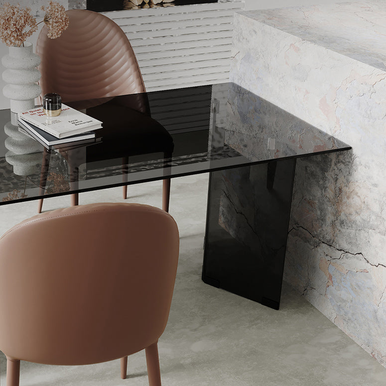 Glass Contemporary Free Form Dining Table Clear Glass Table for Dining Room Clearhalo ' dining_table' 'Dining Tables & Seating' 'Dining Tables' 'furn' 'furn_dining_table' 'Furniture' 'furniture_dining_table' 'Kitchen & Dining Furniture' 'kitchen&dining_furn' 'kitchen' 'kitchen_dining_table' 3704452