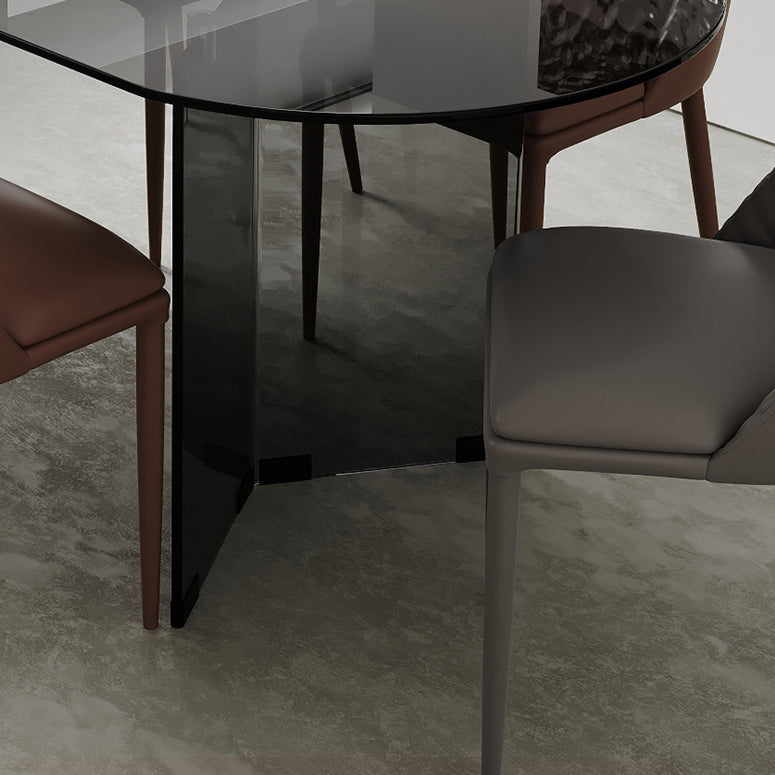 Glass Contemporary Free Form Dining Table Clear Glass Table for Dining Room Clearhalo ' dining_table' 'Dining Tables & Seating' 'Dining Tables' 'furn' 'furn_dining_table' 'Furniture' 'furniture_dining_table' 'Kitchen & Dining Furniture' 'kitchen&dining_furn' 'kitchen' 'kitchen_dining_table' 3704453