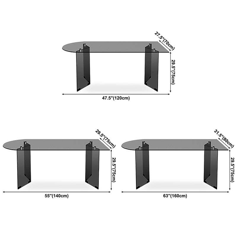 Glass Contemporary Free Form Dining Table Clear Glass Table for Dining Room Clearhalo ' dining_table' 'Dining Tables & Seating' 'Dining Tables' 'furn' 'furn_dining_table' 'Furniture' 'furniture_dining_table' 'Kitchen & Dining Furniture' 'kitchen&dining_furn' 'kitchen' 'kitchen_dining_table' 3704455