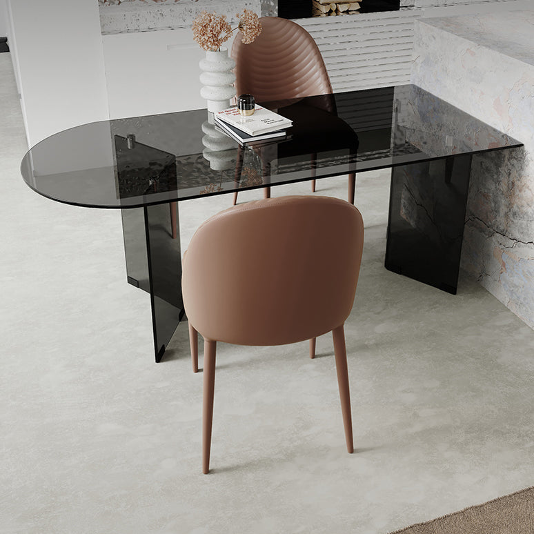 Glass Contemporary Free Form Dining Table Clear Glass Table for Dining Room Clearhalo ' dining_table' 'Dining Tables & Seating' 'Dining Tables' 'furn' 'furn_dining_table' 'Furniture' 'furniture_dining_table' 'Kitchen & Dining Furniture' 'kitchen&dining_furn' 'kitchen' 'kitchen_dining_table' 3704457