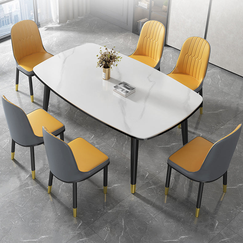 Modern Sintered Stone Standard Dining Table Rectangle Shape Dining Table for Kitchen White Without Chairs Clearhalo ' dining_table' 'Dining Tables & Seating' 'Dining Tables' 'furn' 'furn_dining_table' 'Furniture' 'furniture_dining_table' 'Kitchen & Dining Furniture' 'kitchen&dining_furn' 'kitchen' 'kitchen_dining_table' 3704469