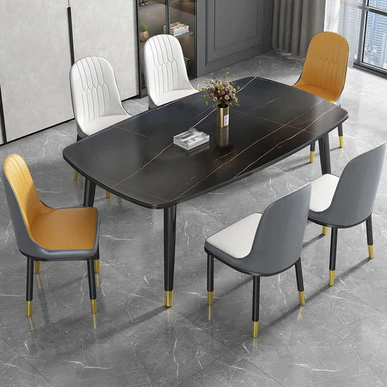 Modern Sintered Stone Standard Dining Table Rectangle Shape Dining Table for Kitchen Black Without Chairs Clearhalo ' dining_table' 'Dining Tables & Seating' 'Dining Tables' 'furn' 'furn_dining_table' 'Furniture' 'furniture_dining_table' 'Kitchen & Dining Furniture' 'kitchen&dining_furn' 'kitchen' 'kitchen_dining_table' 3704471