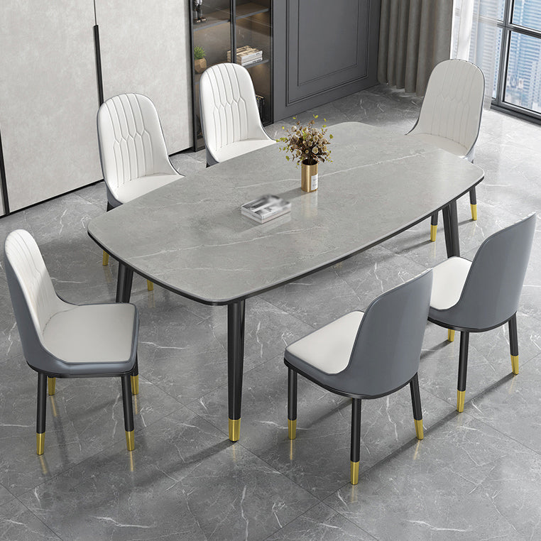 Modern Sintered Stone Standard Dining Table Rectangle Shape Dining Table for Kitchen Gray Without Chairs Clearhalo ' dining_table' 'Dining Tables & Seating' 'Dining Tables' 'furn' 'furn_dining_table' 'Furniture' 'furniture_dining_table' 'Kitchen & Dining Furniture' 'kitchen&dining_furn' 'kitchen' 'kitchen_dining_table' 3704472