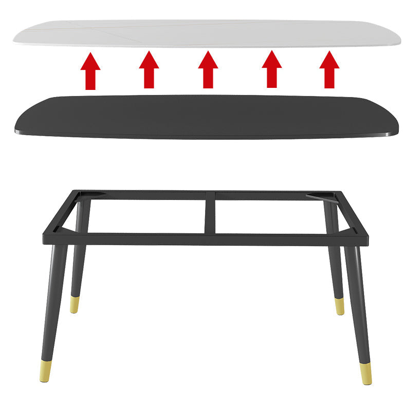 Modern Sintered Stone Standard Dining Table Rectangle Shape Dining Table for Kitchen Clearhalo ' dining_table' 'Dining Tables & Seating' 'Dining Tables' 'furn' 'furn_dining_table' 'Furniture' 'furniture_dining_table' 'Kitchen & Dining Furniture' 'kitchen&dining_furn' 'kitchen' 'kitchen_dining_table' 3704475