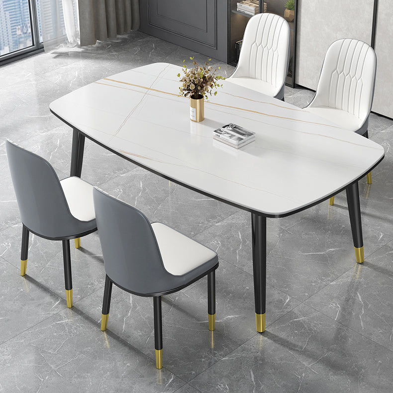 Modern Sintered Stone Standard Dining Table Rectangle Shape Dining Table for Kitchen Clearhalo ' dining_table' 'Dining Tables & Seating' 'Dining Tables' 'furn' 'furn_dining_table' 'Furniture' 'furniture_dining_table' 'Kitchen & Dining Furniture' 'kitchen&dining_furn' 'kitchen' 'kitchen_dining_table' 3704477