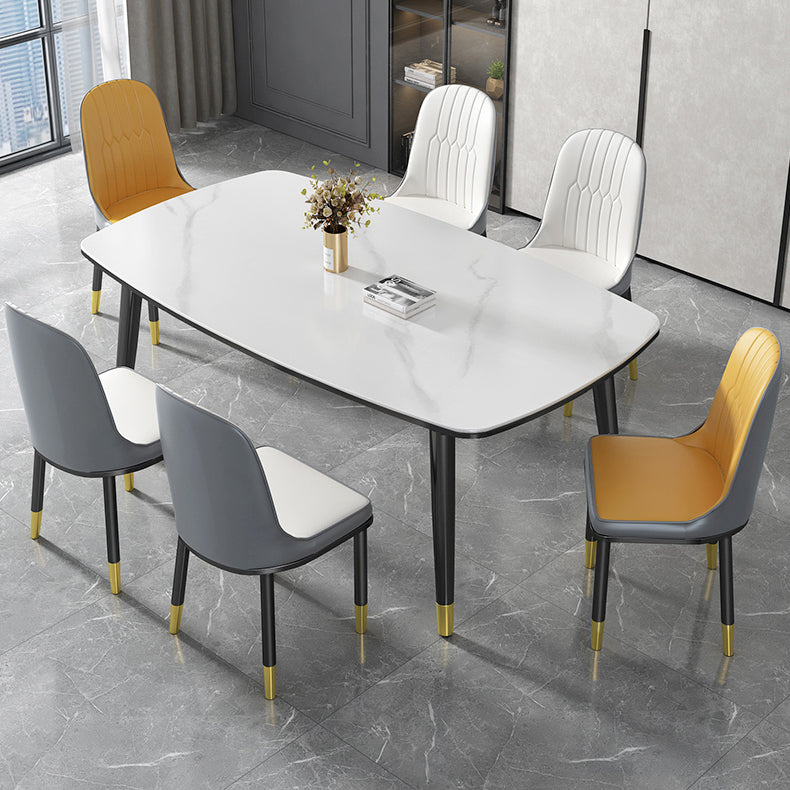 Modern Sintered Stone Standard Dining Table Rectangle Shape Dining Table for Kitchen Clearhalo ' dining_table' 'Dining Tables & Seating' 'Dining Tables' 'furn' 'furn_dining_table' 'Furniture' 'furniture_dining_table' 'Kitchen & Dining Furniture' 'kitchen&dining_furn' 'kitchen' 'kitchen_dining_table' 3704480